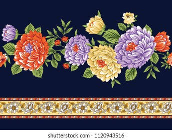 flower horizontal border on navy