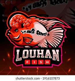 Flower horn fish mascot. esport logo design