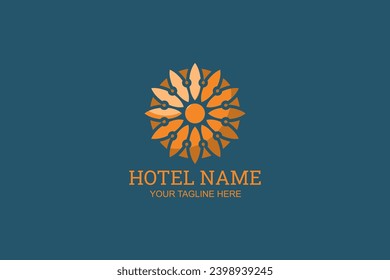 Flower hotel Logo Vector Illustration. Suitable for business company, modern company, etc.