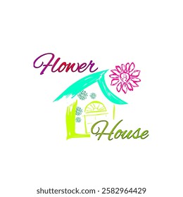 flower house icon or logo without background
