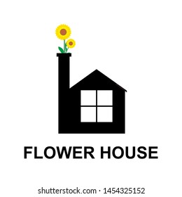 
flower house. logo inspiration, icon, from the shape of the house and flowers are combined into one illustration vector.
