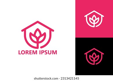 Flower house logo template design vector