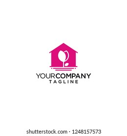 flower house logo vector 