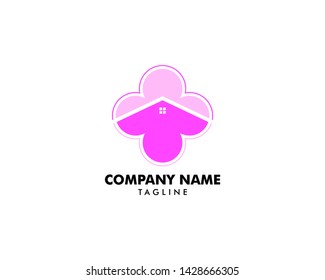 Flower House Logo Vector Template