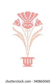 Flower. House plant. Element embroidery. Vector.