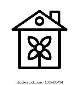 flower house thin line vetor icon