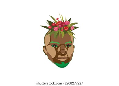 flower human head logo design illustration
