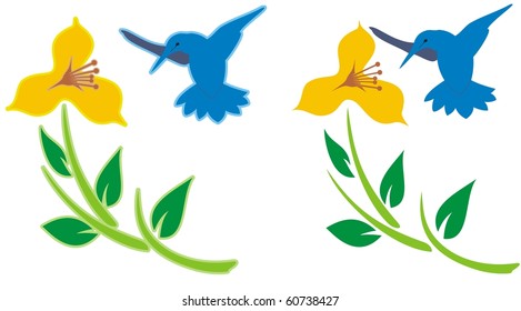 Flower and humming bird