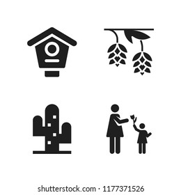 flower icon. 4 flower vector icons set. hop, give flower and cactus icons for web and design about flower theme