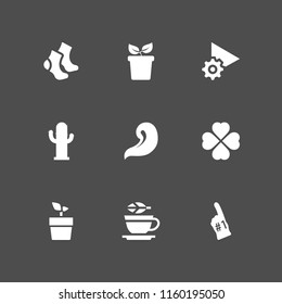 flower icon. 9 flower set with number, clover, spring and tea vector icons for web and mobile app