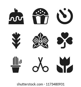 flower icon. 9 flower vector icons set. clover, cactus and rosemary icons for web and design about flower theme