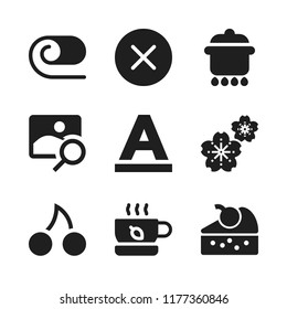 flower icon. 9 flower vector icons set. cherries, font and pot icons for web and design about flower theme
