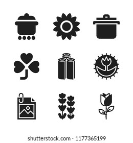 flower icon. 9 flower vector icons set. rose, pot and sunflower icons for web and design about flower theme