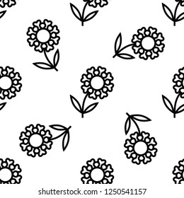 Flower Icon, Abstract Flower Seamless Pattern Vector Art Illustration