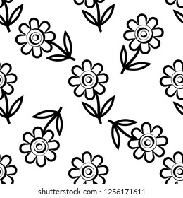 Flower Icon, Abstract Flower Seamless Pattern Vector Art Illustration