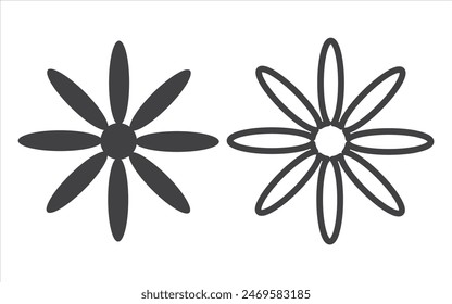 Flower icon. Black color flower shape icon. Japanese cherry blossoms icon vector. 11:11