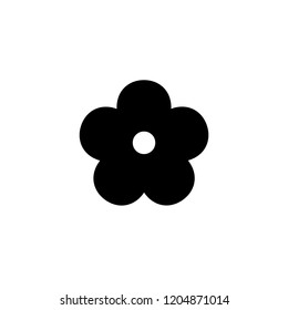 Flower icon. Black floret silhouette. Simple floral glyph.