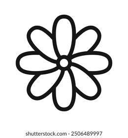 Flower icon Black line art vector logo