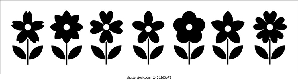 Flower icon. Black linear flowers icons collection. Simple vector flower icon. Flowers icons set isolated .