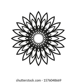 Flower icon. Black outline vector drawing. Isolated object on a white background. Isolate.