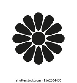 Flower icon. Black silhouette. Vector drawing. Isolated object on a white background. Isolate.