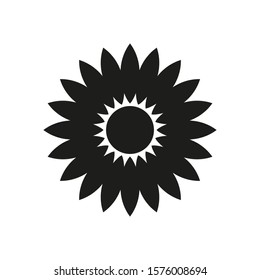 Flower icon. Black silhouette. Vector drawing. Isolated object on a white background. Isolate.
