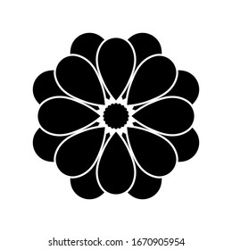 Flower icon. Black silhouette. Vector graphic illustration. Isolated object on a white background. Isolate.