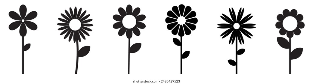 Flower icon.  black flower icon. simple flower icon collection. vector illustration.