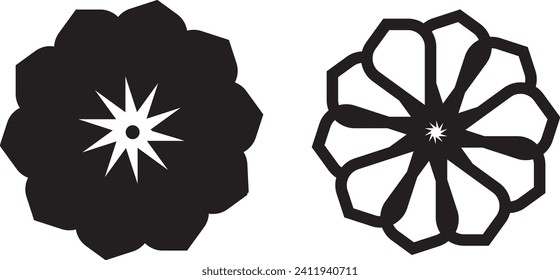 Fondo negro y blanco del icono de flor 