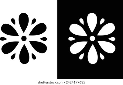 Flower icon black and white background 