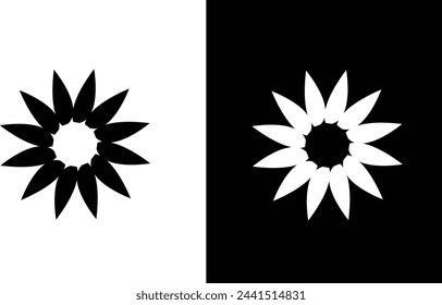 Icono de la flor fondo blanco y negro 