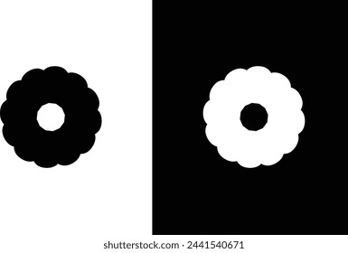 Flower icon black and white background 