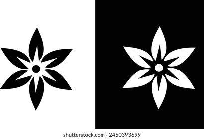 Blumensymbol schwarz-weißer Hintergrund 
