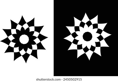 Icono de la flor fondo blanco y negro 
