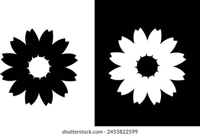 Flower icon black and white background 