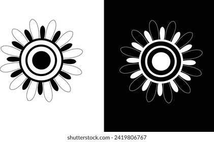 Flower icon black and white backround 