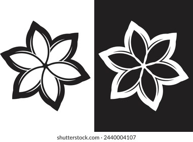 Flower icon in black and white form