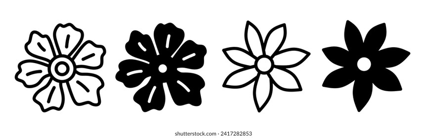 Flower icon black and white. stock vector.