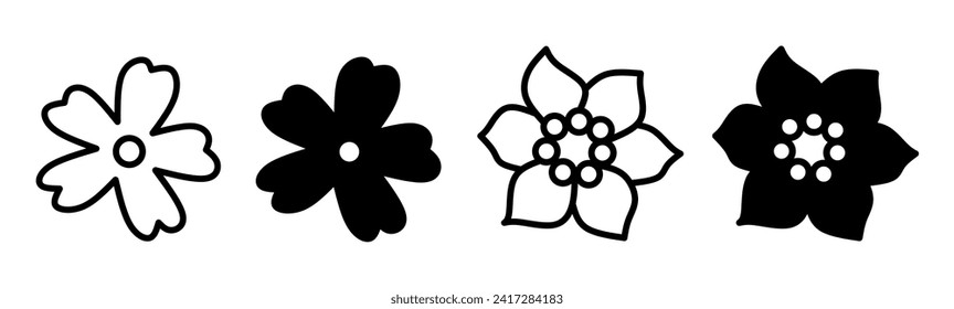 Flower icon black and white. stock vector.