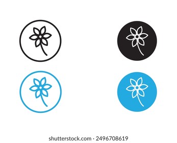 Flower icon black and white vector outline sign