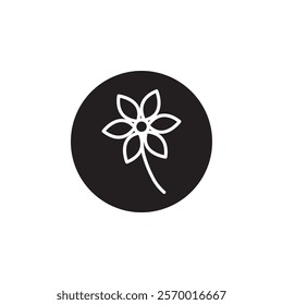 Flower icon black and white vector outline sign