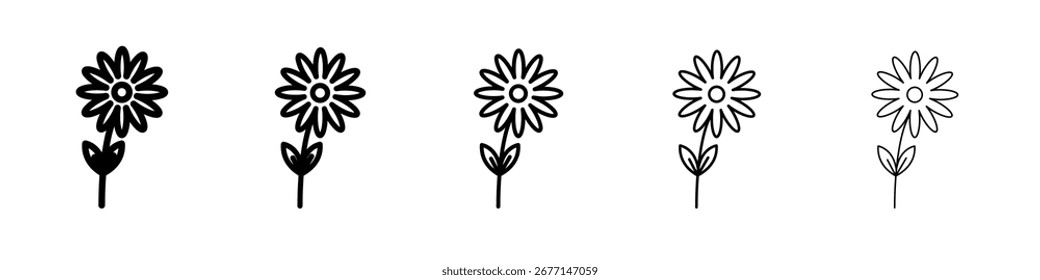 Flower icon black and white vector sign