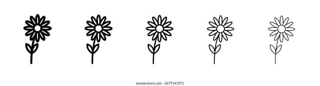 Icono de la flor signo de Vector blanco y negro