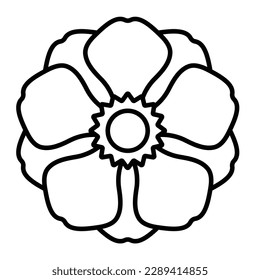 Flower icon. Blooming flower head. Flowering decorative plant in minimalist style. Modern lineart icon, editable thin strokes. Minimalistic style.  Botanical icon for a label, flower shop. 