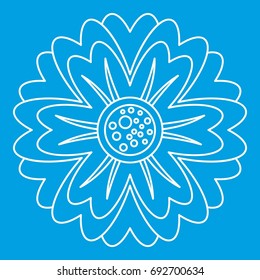 Flower icon blue outline style isolated vector illustration. Thin line sign