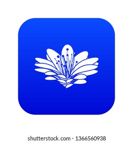 Flower icon blue vector isolated on white background