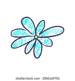 Blumensymbol. Kamille. Farbige Silhouette. Vektorgrafik einfache flache, handgezeichnete Illustration. Das einzelne Objekt auf weißem Hintergrund. Isolieren.