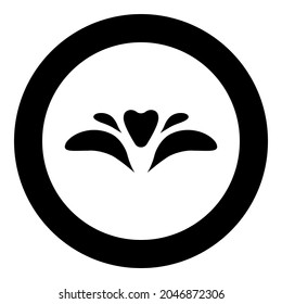 Icono de flor en círculo color negro ilustración vectorial estilo de contorno sólido