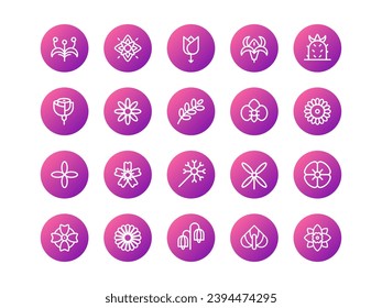 Flower Icon Circular Gradient Style. Floral Icons Collection, Perfect for Websites, Landing Pages, Mobile Apps, and Presentations. Suitable for UI UX.