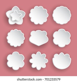 Flower icon collection. Daisy symbol or logo, template, pictogram. Blossom silhouette. Colorful paper origami vector illustration